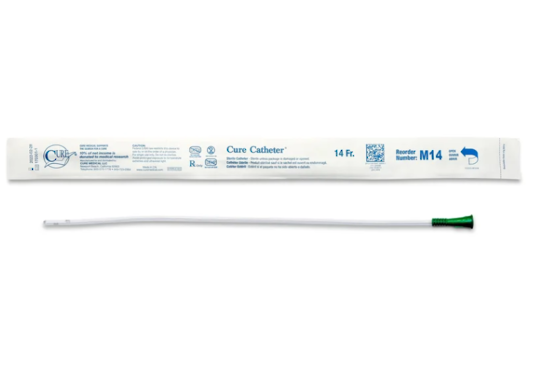 CURE Catheter, Male 40cm, Straight Tip 14FR - Uncoated